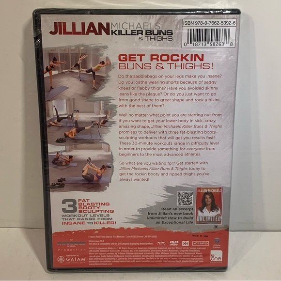 💪 [4/$25] [BRAND NEW] JILLIAN MICHAELS KILLER BUNS & THIGHS WORKOUT DVD 💪 - Picture 2 of 6